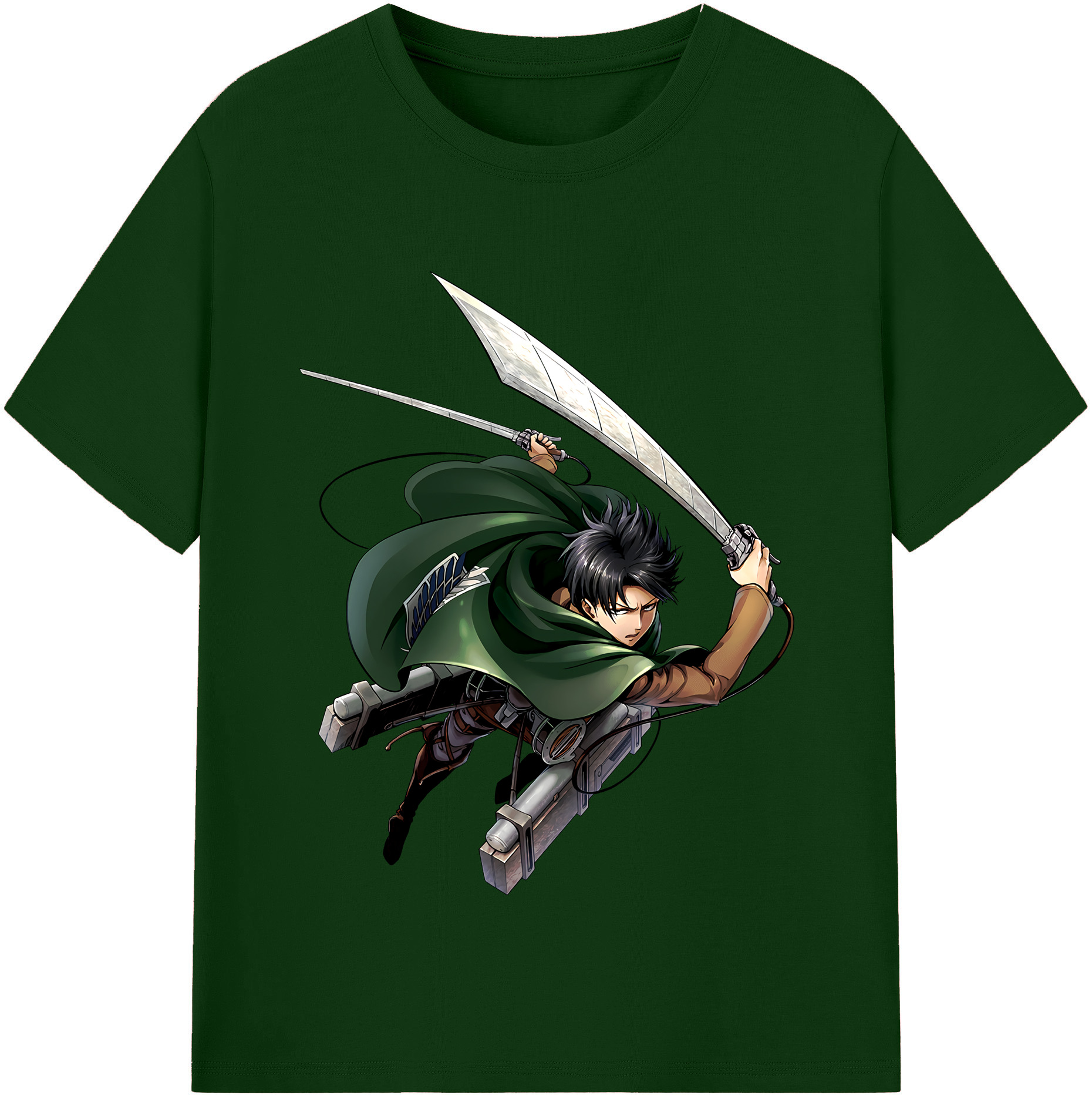 （画像用） 進撃の巨人 リヴァイ·アッカーマン Attack on Titan Levi Ackerman 綿100％半袖Tシャツ（フロントプリント）